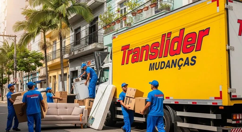 equipe de mudança com caminhão