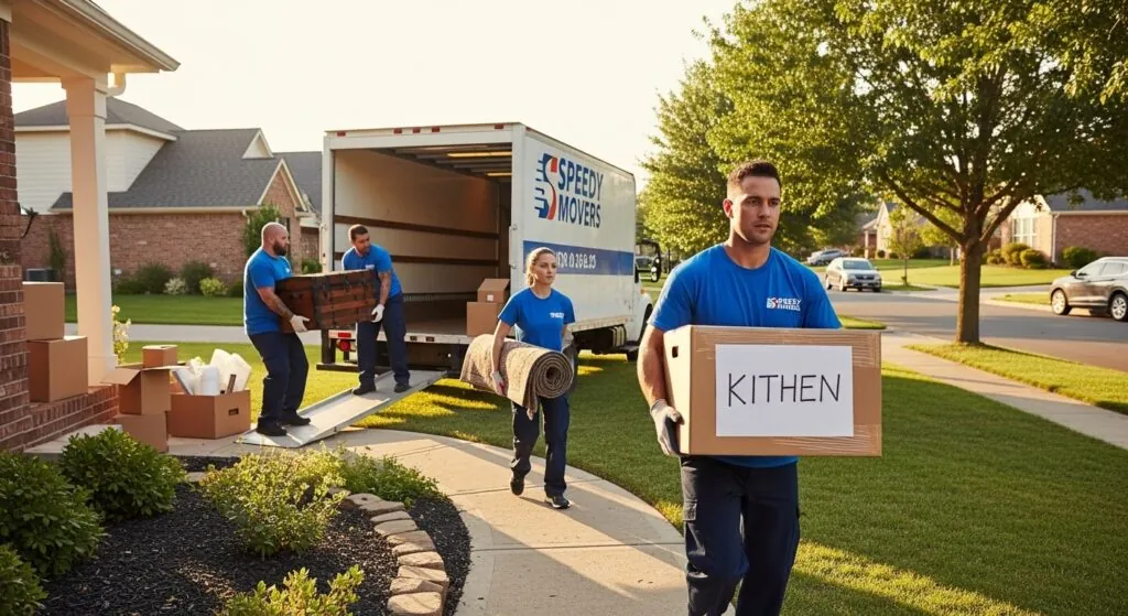 pessoas carregando mudança